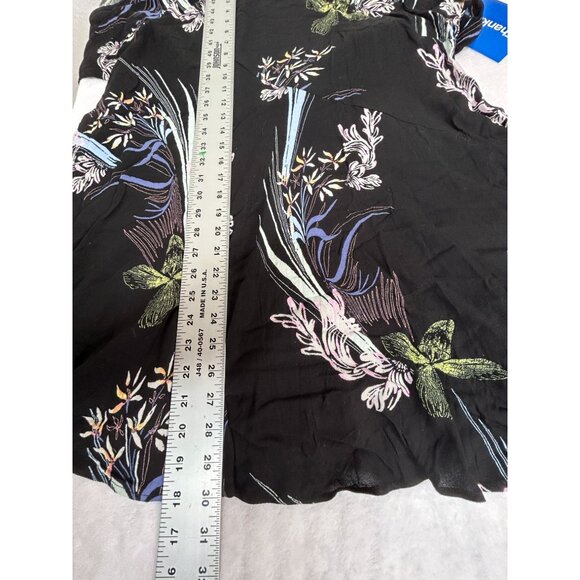 Free People Womens Clear Skies Cold Shoulder Tunic Dress Large Black Floral Boho - Picture 8 of 8